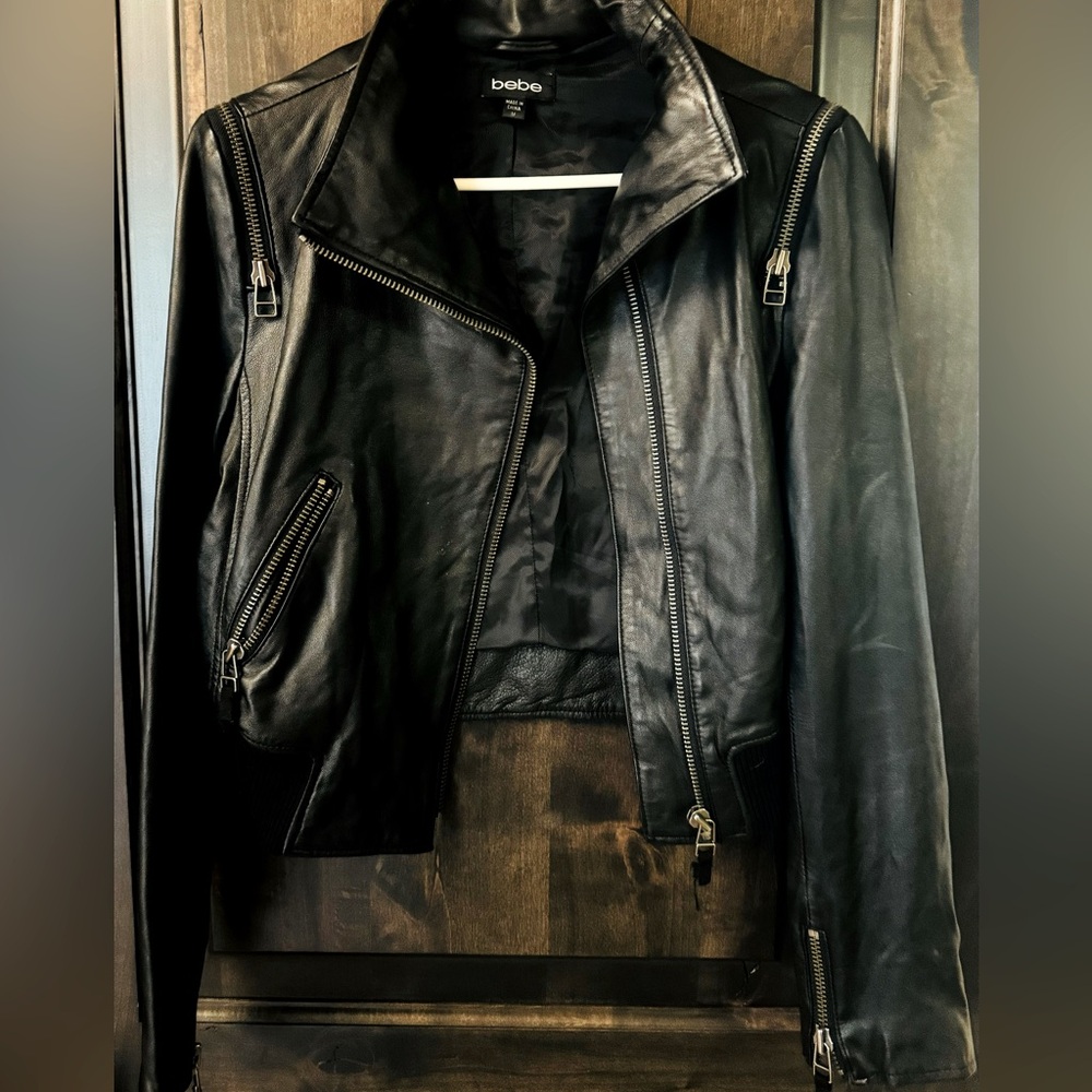 BEBE leather bomber jacket
